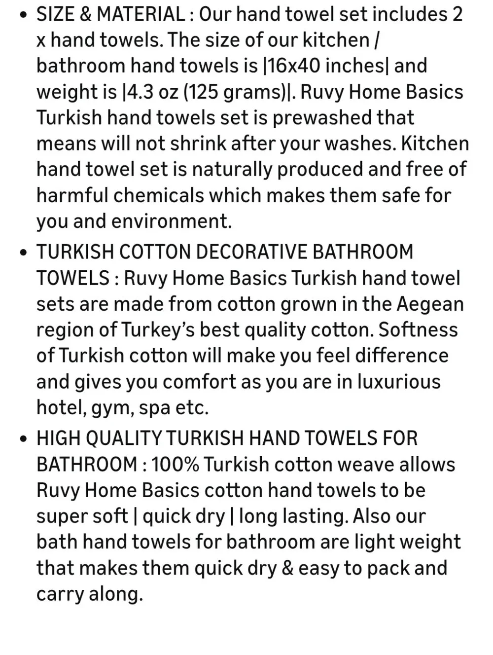 Ruvy NWT 4pk Turkish Cotton Stripe Hand Towels In Cream/Blue 18